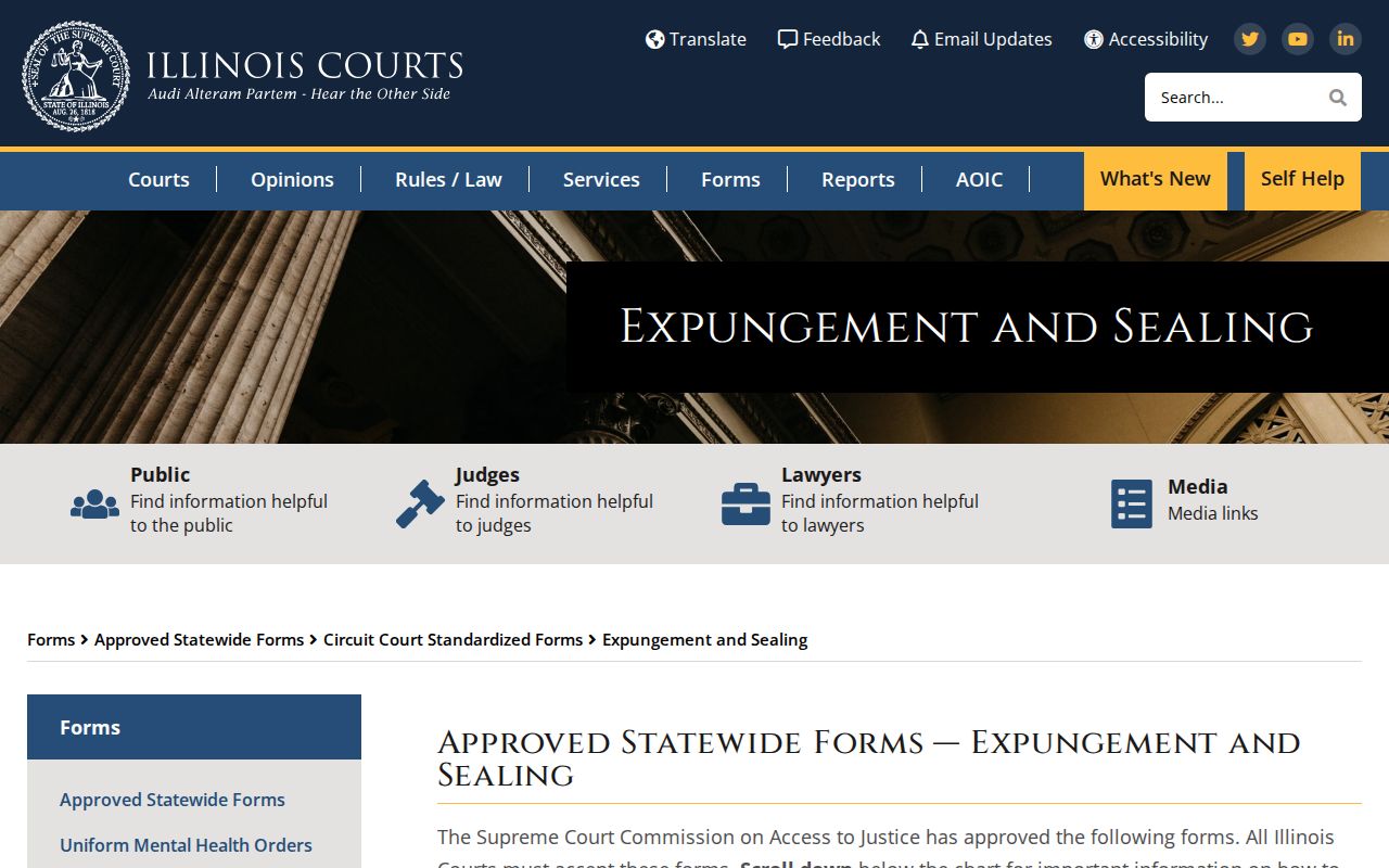 Illinois approved forms for clearing Henderson County criminal case records